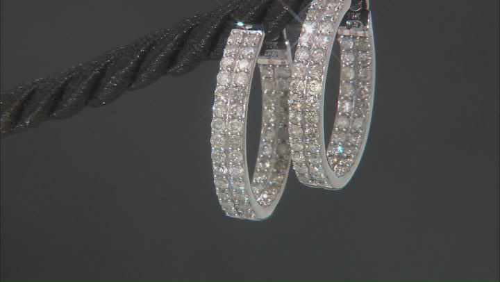 White Diamond 10k White Gold Inside-Out Hoop Earrings 2.00ctw Video Thumbnail