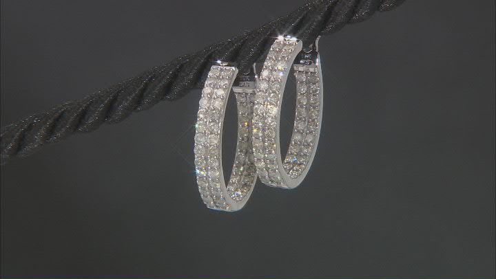 White Diamond 10k White Gold Inside-Out Hoop Earrings 2.00ctw Video Thumbnail