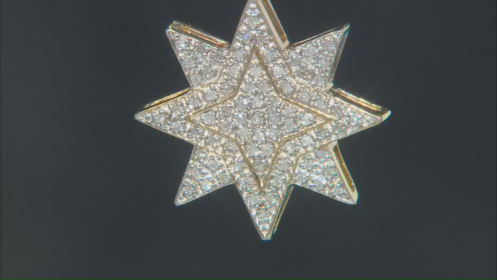 White Diamond 14k Yellow Gold Over Sterling Silver Star Cluster Pendant With Chain 0.50ctw Video Thumbnail