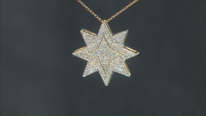 White Diamond 14k Yellow Gold Over Sterling Silver Star Cluster Pendant With Chain 0.50ctw Video Thumbnail