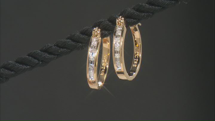 White Diamond 14k Yellow Gold Over Sterling Silver Set of 2 Hoop Earrings 0.25ctw Video Thumbnail