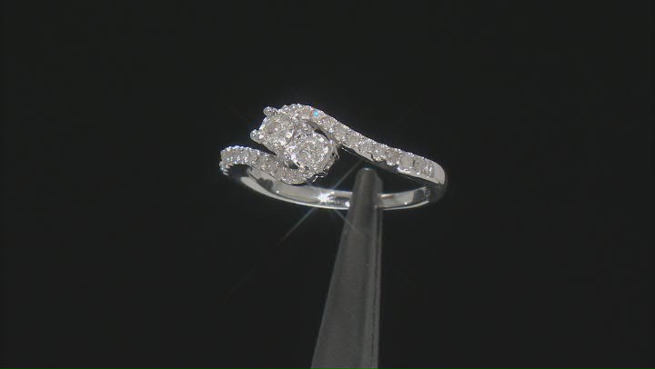 White Diamond Rhodium Over Sterling Silver Two-Stone Ring 0.25ctw Video Thumbnail