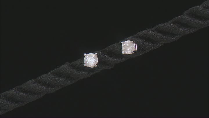 White Diamond 14k White Gold Solitaire Earrings 0.20ctw Video Thumbnail