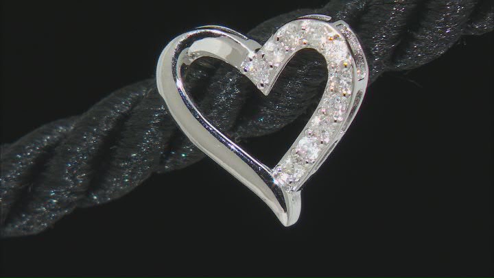 White Diamond Rhodium Over Sterling Silver Heart Drop Earrings 0.25ctw Video Thumbnail