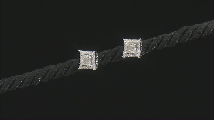 White Diamond Rhodium Over Sterling Silver Stud Earrings 0.25ctw Video Thumbnail