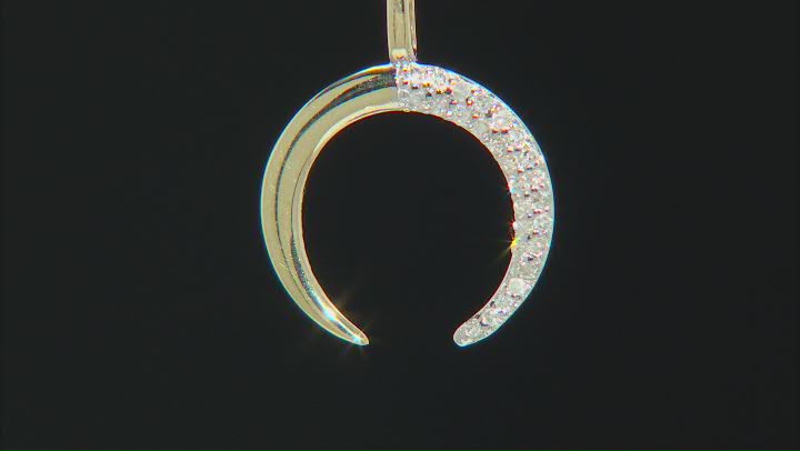 White Diamond Accent 14k Yellow Gold Crescent Moon Pendant With 20" Cable Chain Video Thumbnail