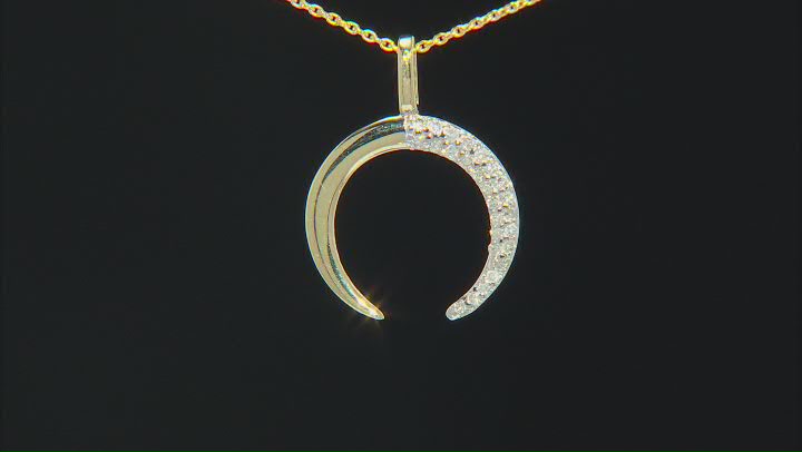 White Diamond Accent 14k Yellow Gold Crescent Moon Pendant With 20" Cable Chain Video Thumbnail