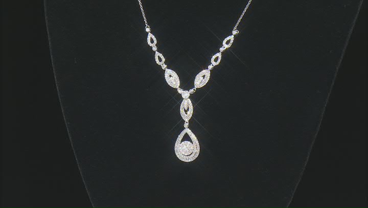 White Diamond 14k White Gold Drop Necklace 1.50ctw Video Thumbnail