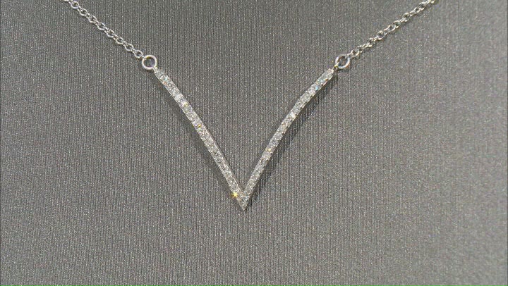 White Diamond 10k White Gold Chevron Necklace 0.15ctw Video Thumbnail