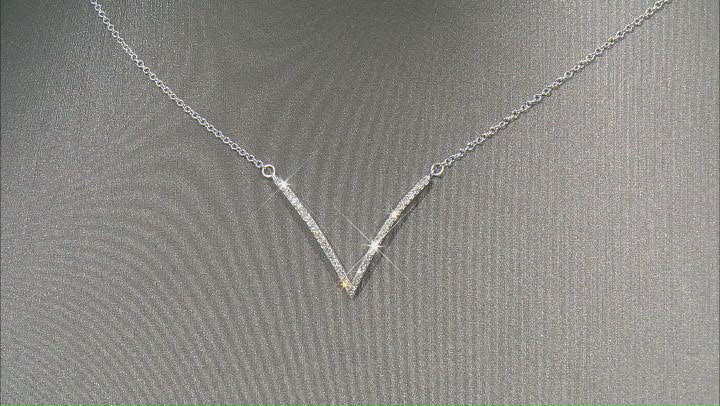 White Diamond 10k White Gold Chevron Necklace 0.15ctw Video Thumbnail