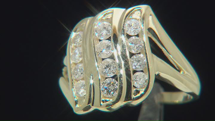 White Diamond 14k Yellow Gold Ring 0.85ctw Video Thumbnail