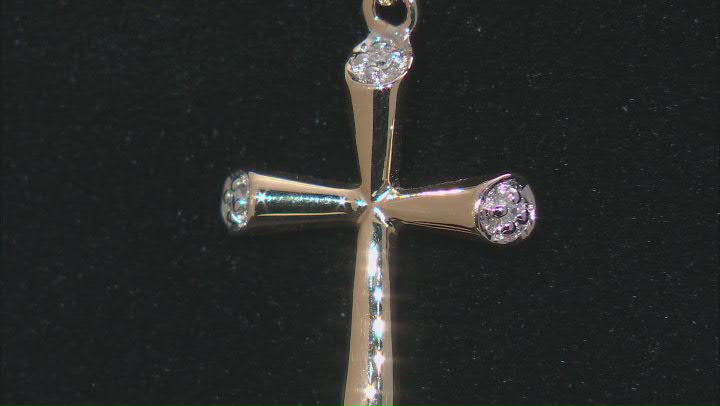 White Diamond Accent 14k Yellow Gold Cross Pendant With 16" Rope Chain Video Thumbnail
