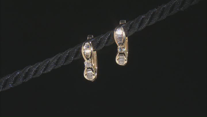 White Diamond 14k Yellow Gold Hoop Earrings 0.75ctw Video Thumbnail