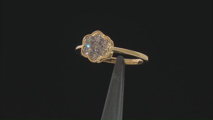 Champagne Diamond 14k Yellow Gold Over Sterling Silver Cluster Ring 0.45ctw Video Thumbnail