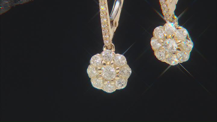 White Diamond 14k Yellow Gold Dangle Earrings 0.50ctw Video Thumbnail