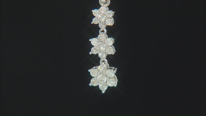 White Diamond 14k White Gold Dangle Pendant With 18" Rope Chain 0.50ctw Video Thumbnail