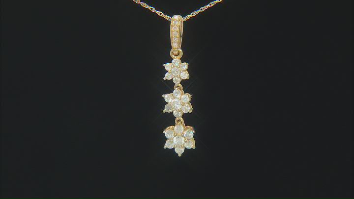 White Diamond 14k Yellow Gold Dangle Pendant With 18" Rope Chain 0.50ctw Video Thumbnail