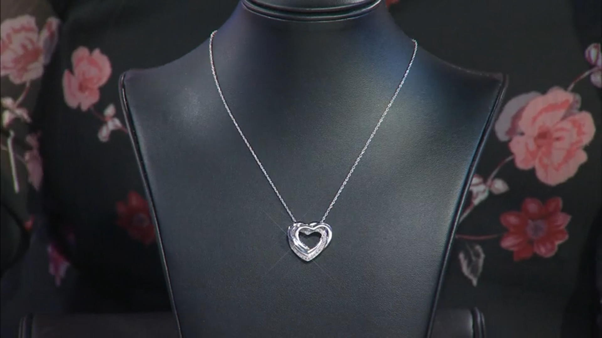 White Diamond Accent Rhodium Over Sterling Silver Heart Slide Pendant With 18" Rope Chain Video Thumbnail