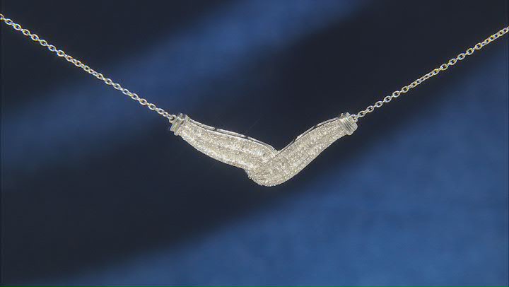 White Diamond Rhodium Over Sterling Silver Necklace 1.00ctw Video Thumbnail
