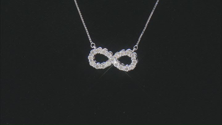White Diamond Rhodium Over Sterling Silver Infinity Necklace 0.25ctw Video Thumbnail