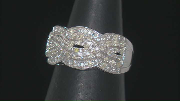 White Diamond Rhodium Over Sterling Silver Wide Band Ring 0.50ctw Video Thumbnail