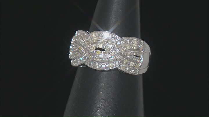 White Diamond Rhodium Over Sterling Silver Wide Band Ring 0.50ctw Video Thumbnail