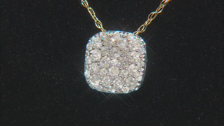 White Diamond 10k Yellow Gold Cluster Slide Pendant With 18" Rope Chain 0.33ctw Video Thumbnail