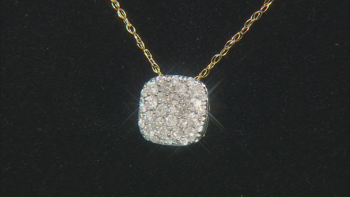 White Diamond 10k Yellow Gold Cluster Slide Pendant With 18" Rope Chain 0.33ctw Video Thumbnail