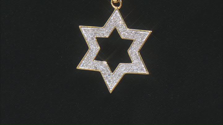 Round White Diamond 14k Yellow Gold Over Sterling Silver Mens Star Of David Pendant 0.50ctw Video Thumbnail