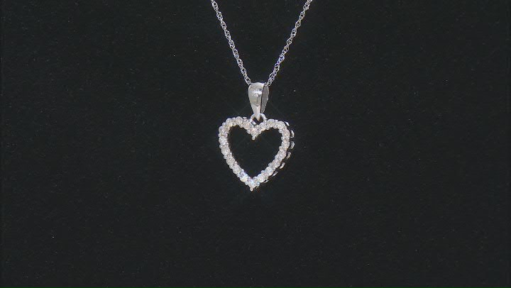 White Diamond 10k White Gold Heart Pendant With 18" Rope Chain 0.25ctw Video Thumbnail