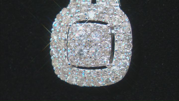 White Diamond 10k White Gold Cluster Slide Pendant With 18" Box Chain 0.95ctw Video Thumbnail