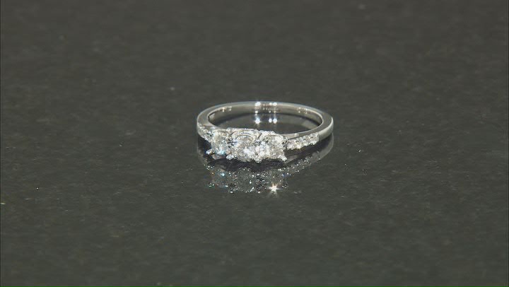 White Diamond 10k White Gold 3-Stone Ring 0.50ctw Video Thumbnail