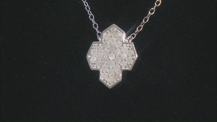 White Diamond Rhodium Over Sterling Silver Cluster Necklace 0.60ctw Video Thumbnail