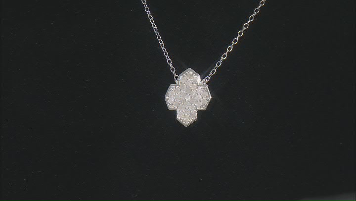 White Diamond Rhodium Over Sterling Silver Cluster Necklace 0.60ctw Video Thumbnail