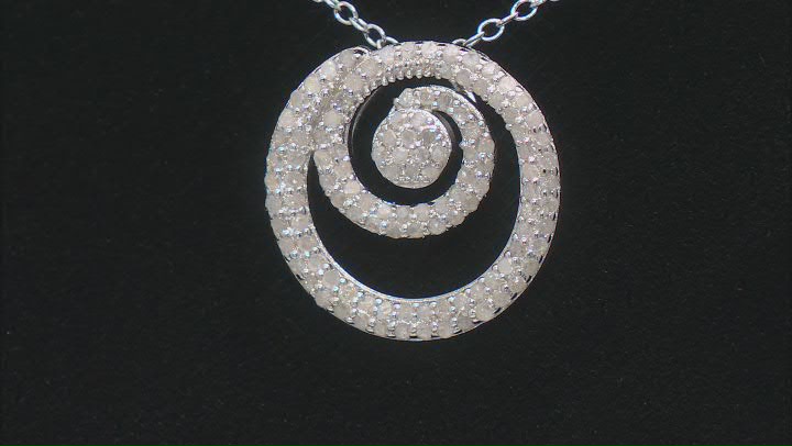 White Diamond Rhodium Over Sterling Silver Slide Pendant With 18" Cable Chain 0.70ctw Video Thumbnail