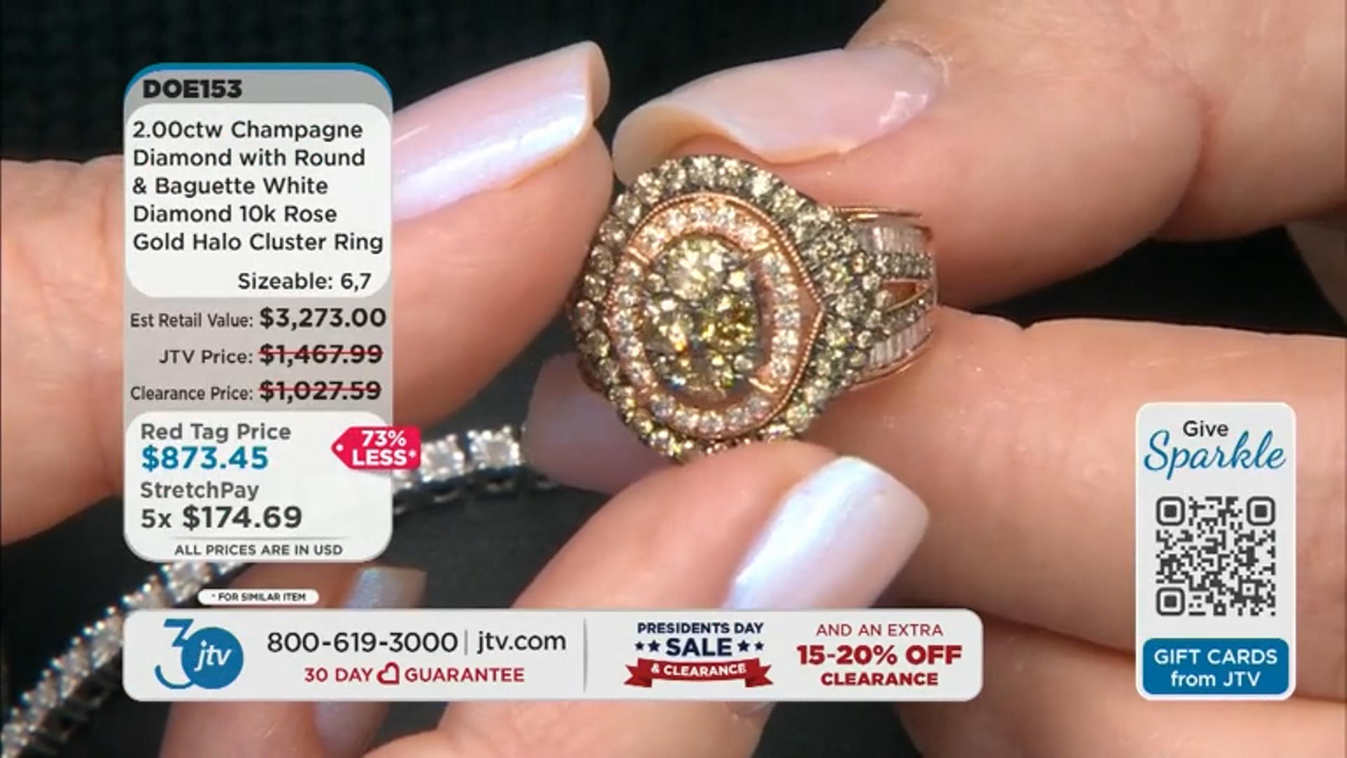 Champagne And White Diamond 10k Rose Gold Halo Cluster Ring 2.00ctw Video Thumbnail