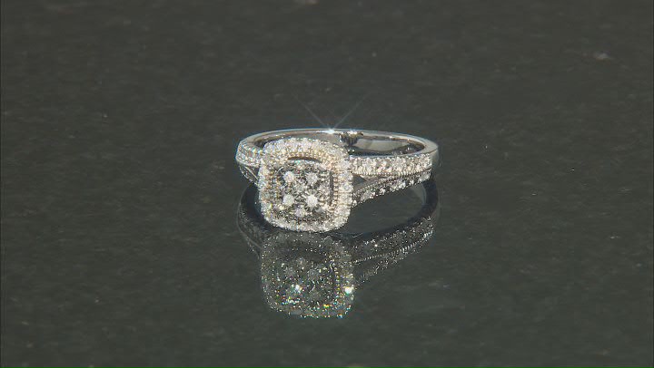 White Diamond Rhodium Over Sterling Silver Cluster Ring 0.25ctw Video Thumbnail