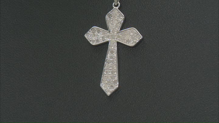White Diamond Rhodium Over Sterling Silver Cross Cluster Pendant With 18" Cable Chain 0.65ctw Video Thumbnail