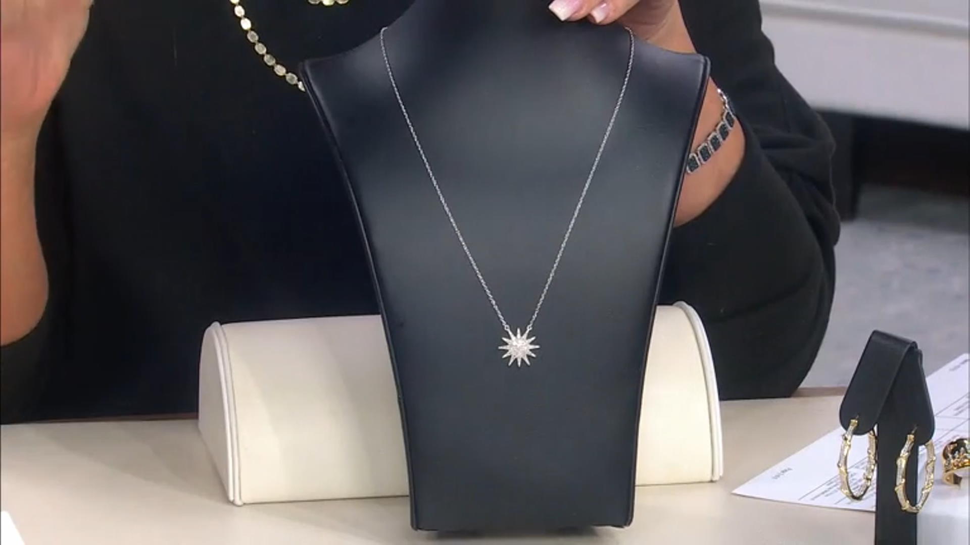White Diamond Rhodium Over Sterling Silver Celestial Cluster Necklace 0.40ctw Video Thumbnail