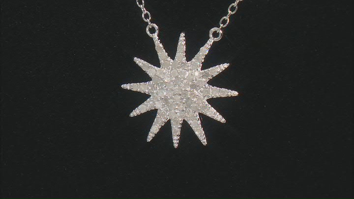 White Diamond Rhodium Over Sterling Silver Celestial Cluster Necklace 0.40ctw Video Thumbnail