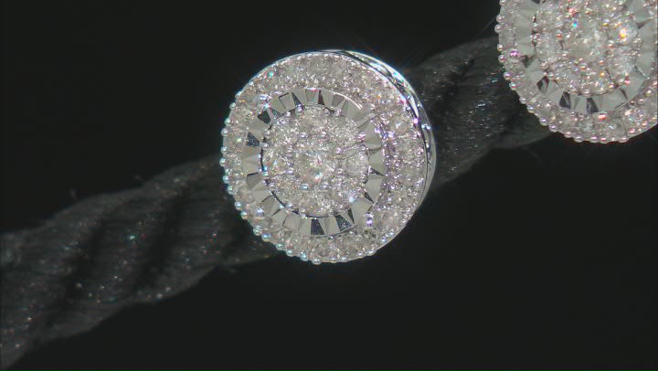 White Diamond 10k White Gold Cluster Stud Earrings 0.50ctw Video Thumbnail
