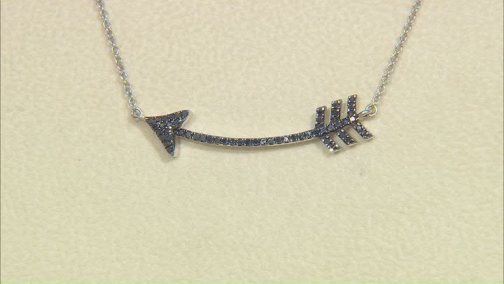 Black Diamond Rhodium Over Sterling Silver Arrow Necklace 0.33ctw Video Thumbnail