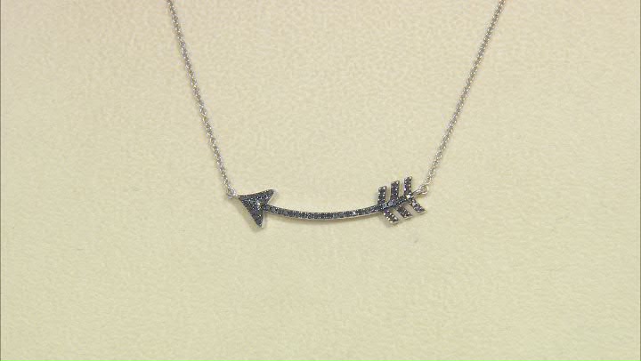 Black Diamond Rhodium Over Sterling Silver Arrow Necklace 0.33ctw Video Thumbnail