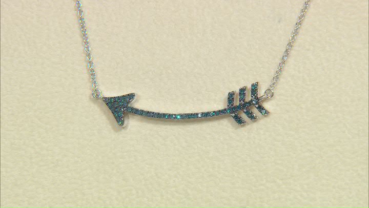 Blue Diamond Rhodium Over Sterling Silver Arrow Necklace 0.33ctw Video Thumbnail