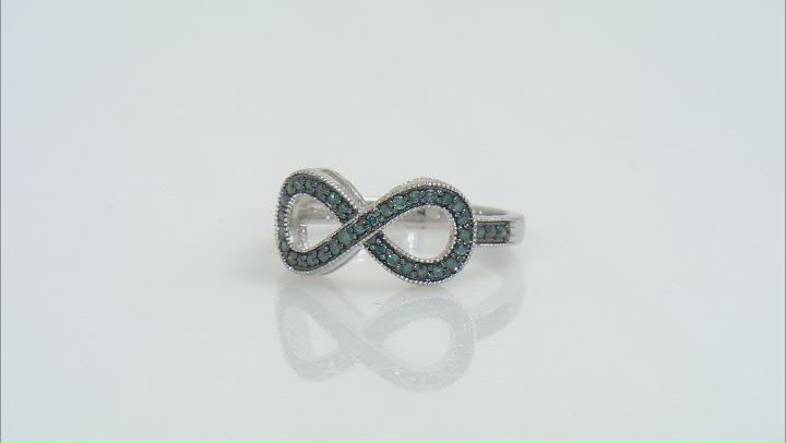 Blue Diamond Rhodium Over Sterling Silver Infinity Ring 0.25ctw Video Thumbnail