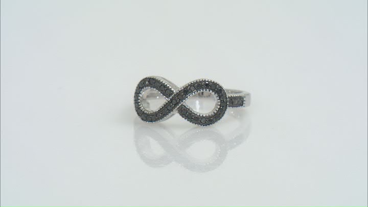 Black Diamond Rhodium Over Sterling Silver Infinity Ring 0.25ctw Video Thumbnail