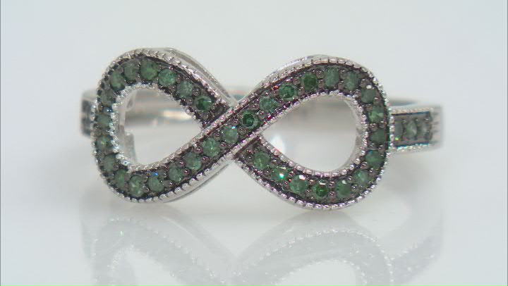 Green Diamond Rhodium Over Sterling Silver Infinity Ring 0.25ctw Video Thumbnail