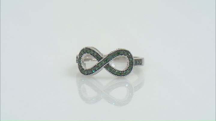 Green Diamond Rhodium Over Sterling Silver Infinity Ring 0.25ctw Video Thumbnail
