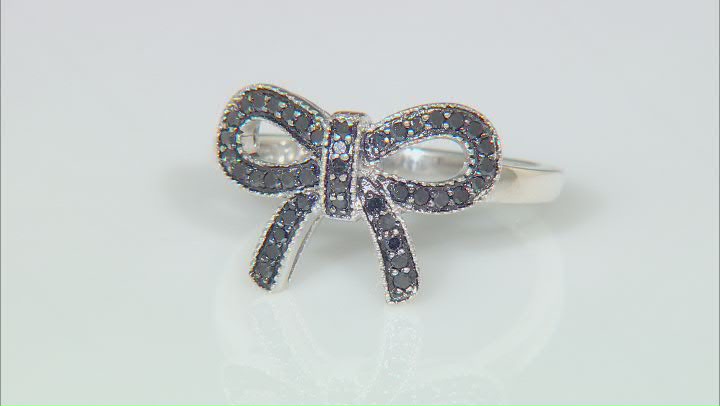 Black Diamond Rhodium Over Sterling Silver Bow Ring 0.25ctw Video Thumbnail