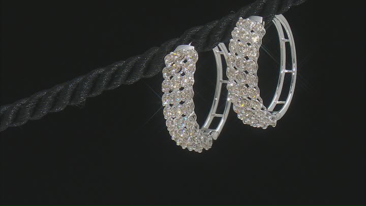 White Diamond 10k White Gold Hoop Earrings 2.00ctw Video Thumbnail